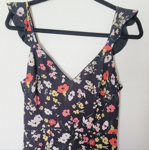 Aidan Mattox Floral Crepe Black Dress Sz8 - Picture 5 of 12